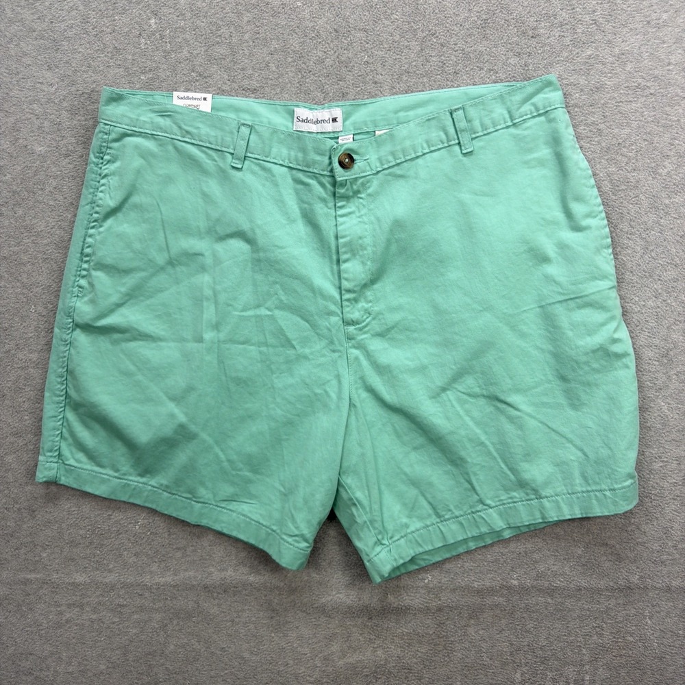 Saddlebred Shorts Mens 42 Aqua Mint Green Comfort Flex Flat Front Chino Golf NEW